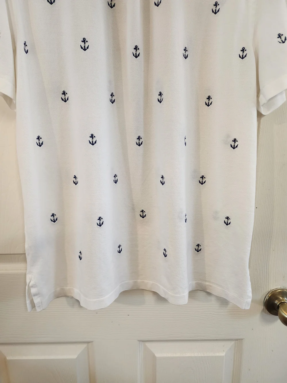Ralph Lauren White Anchor-Embroidered Cotton Polo Shirt